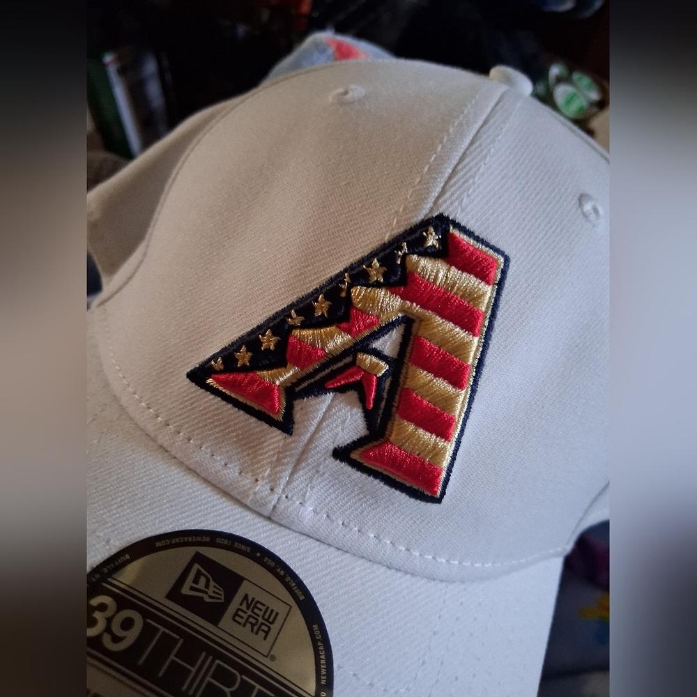 New Era White Cap with Patriotic 'A' Patch Limited Edition 4th Of July.